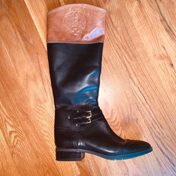 Vince Camuto two-toned leather riding boots - Picture 2 of 8